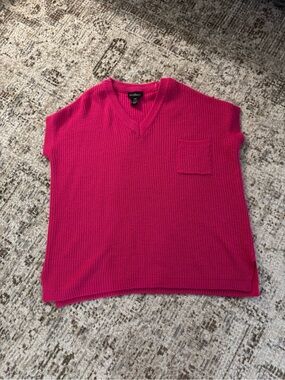 Sunday Supply Fuchsia Knit V-Neck Tunic Top